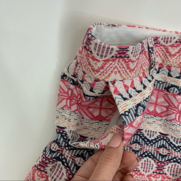 Dalia Woven Boho Tribal Aztec Cotton Shorts Pink White Multicolored Size 2 - Picture 7 of 14